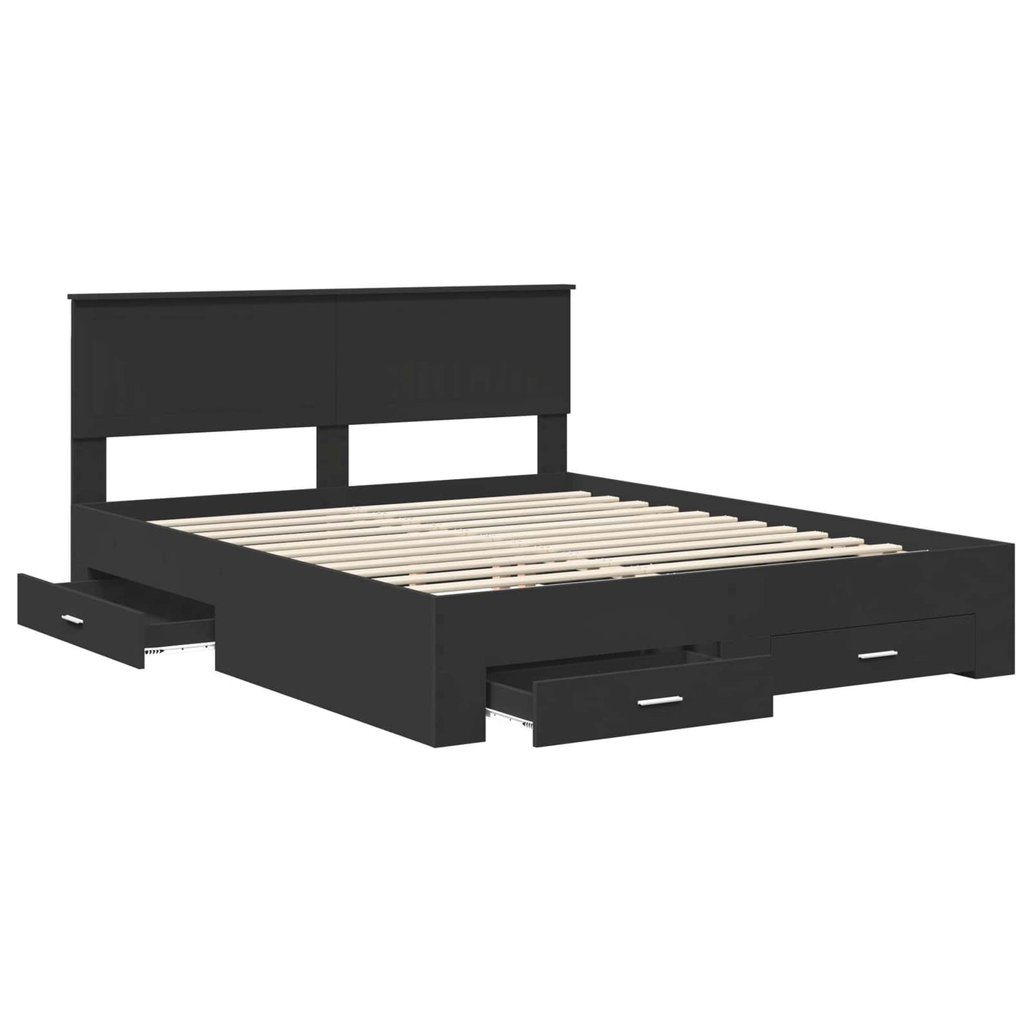 Bed Frame with Headboard Black 160 x 200 cm Engineered Wood