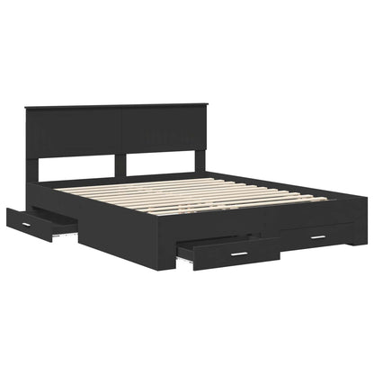 Bed Frame with Headboard Black 160 x 200 cm Engineered Wood