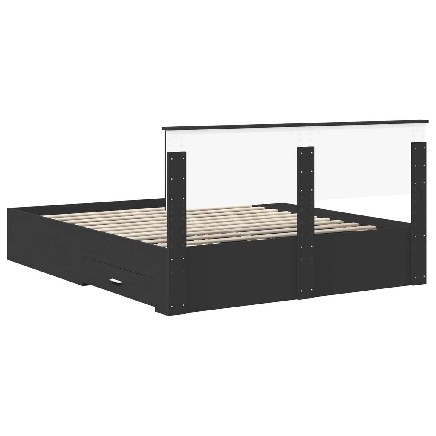 Bed Frame with Headboard Black 160 x 200 cm Engineered Wood