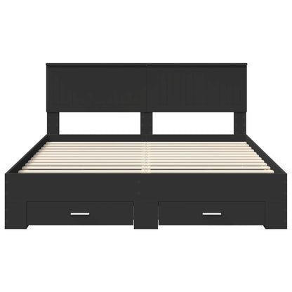 Bed Frame with Headboard Black 160 x 200 cm Engineered Wood