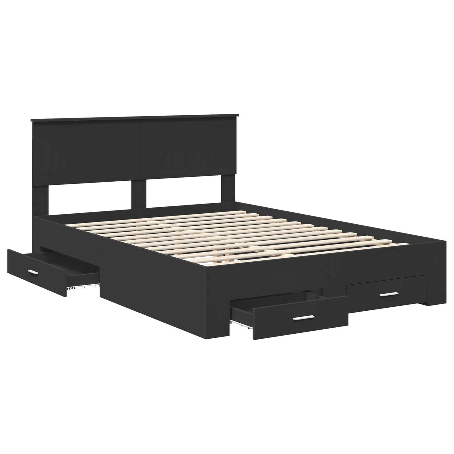 Bed Frame with Headboard Black 140 x 200 cm Engineered Wood