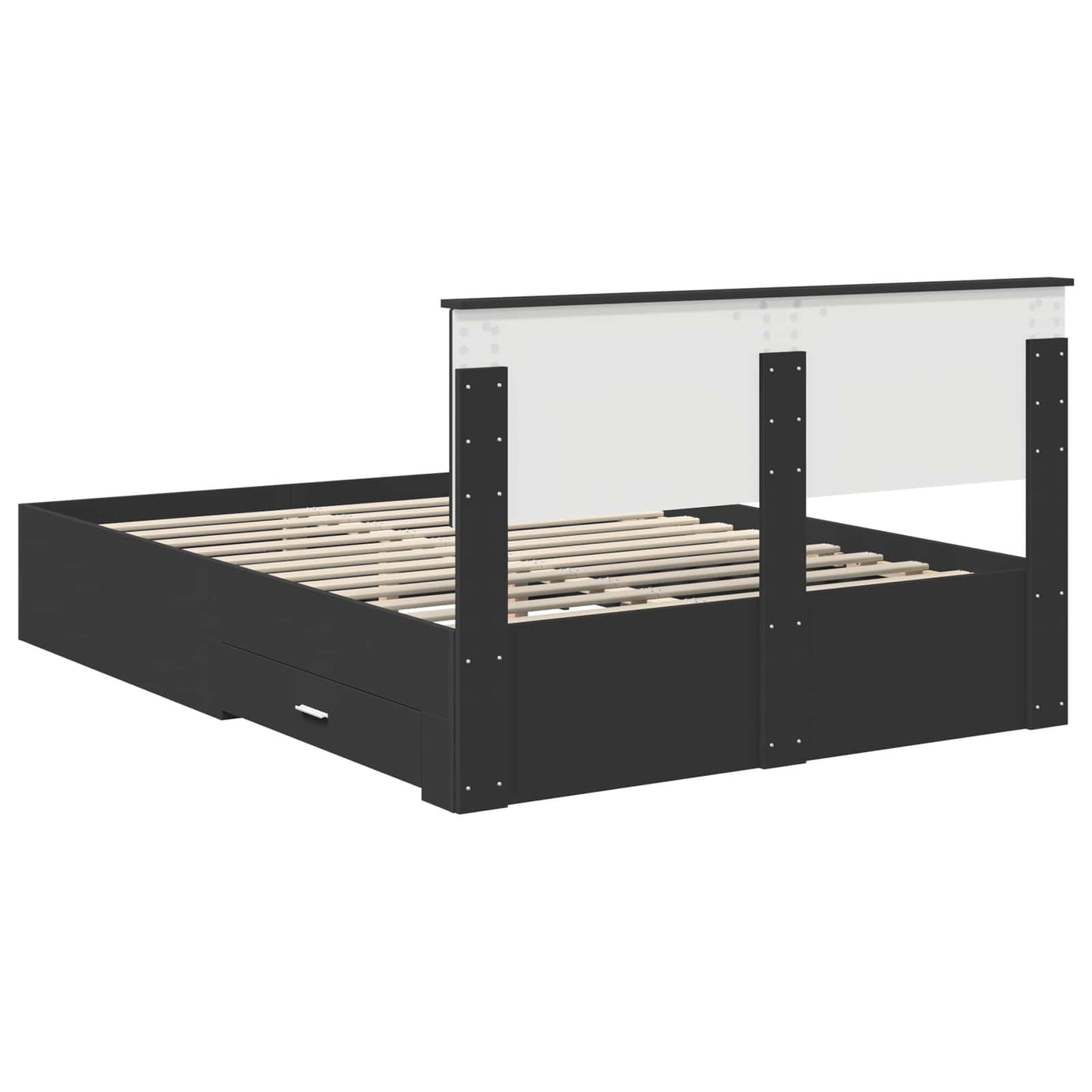 Bed Frame with Headboard Black 140 x 200 cm Engineered Wood
