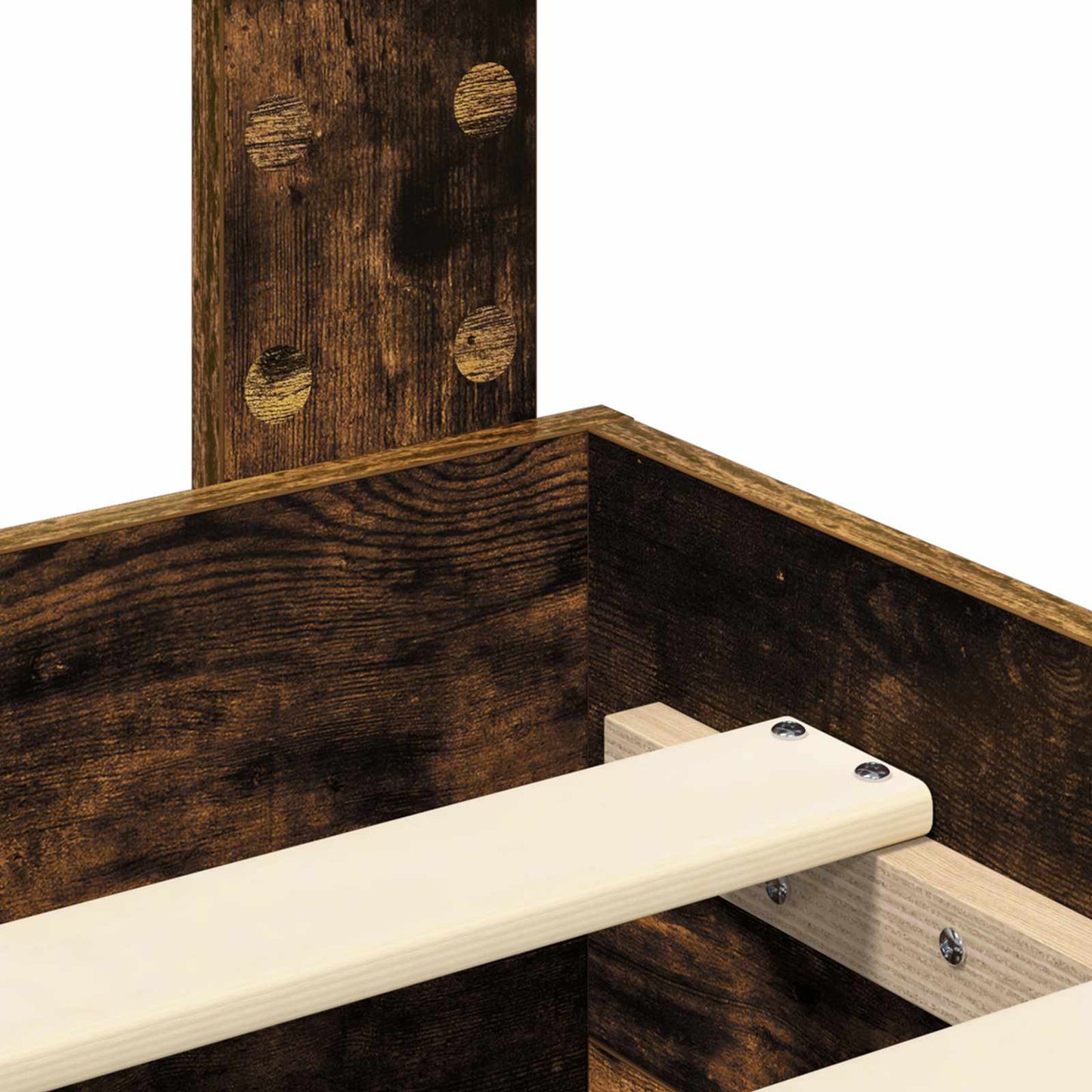 Bed Frame with Drawer Smoked Oak 140 x 200 cm Engineered Wood