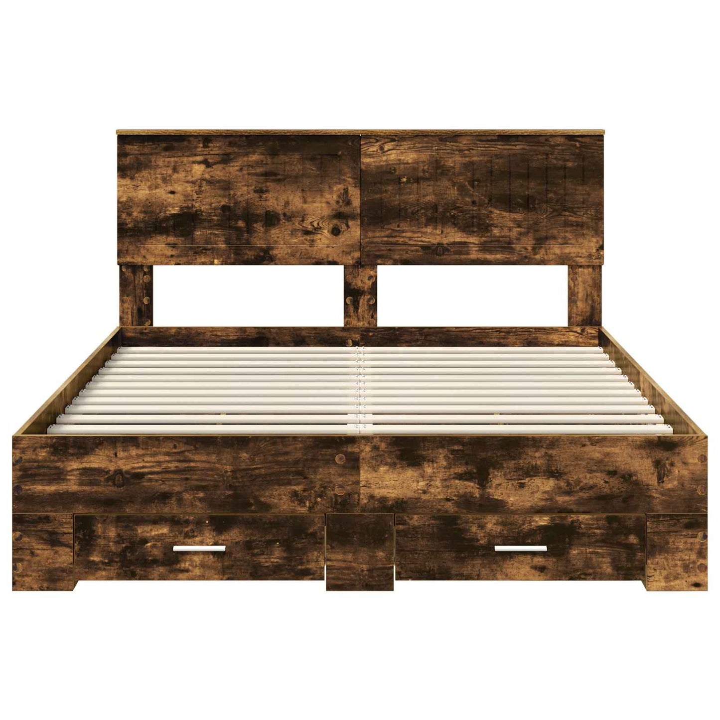 Bed Frame with Drawer Smoked Oak 140 x 200 cm Engineered Wood