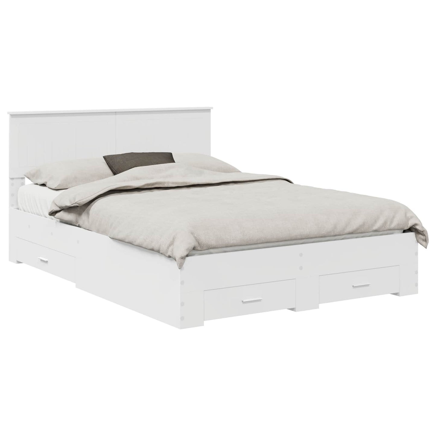 Bed Frame with Headboard White 140 x 190 cm Engineered Wood