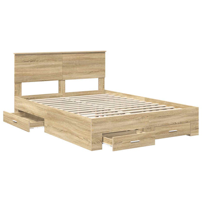 Bed Frame with Drawer Sonoma Oak 140 x 190 cm Engineered Wood