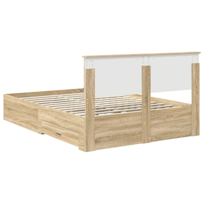 Bed Frame with Drawer Sonoma Oak 140 x 190 cm Engineered Wood