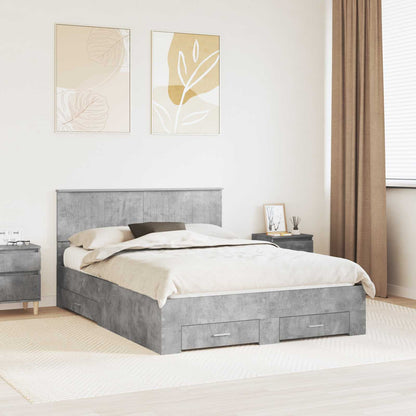 Bed Frame Concrete Grey 140 x 190 cm Engineered Wood