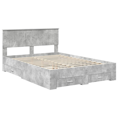 Bed Frame Concrete Grey 140 x 190 cm Engineered Wood