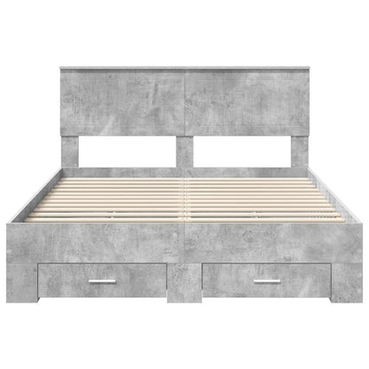 Bed Frame Concrete Grey 140 x 190 cm Engineered Wood