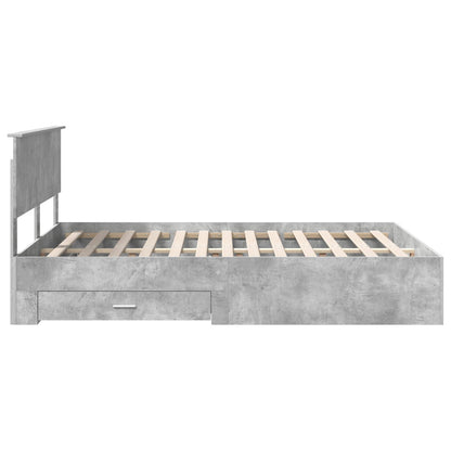 Bed Frame Concrete Grey 140 x 190 cm Engineered Wood
