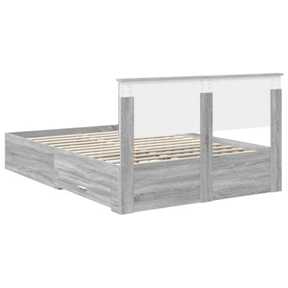 Bed Frame with Drawer Grey Sonoma 140 x 190 cm Engineered Wood