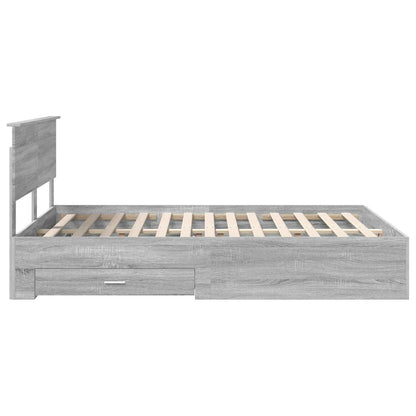 Bed Frame with Drawer Grey Sonoma 140 x 190 cm Engineered Wood