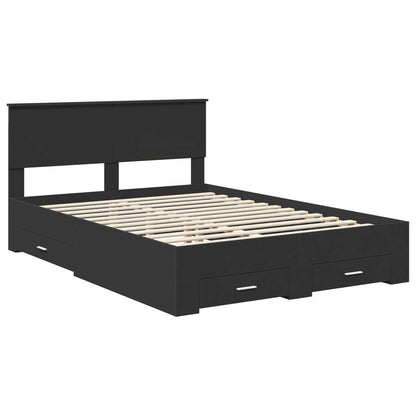 Bed Frame with Headboard Black 135 x 190 cm Engineered Wood