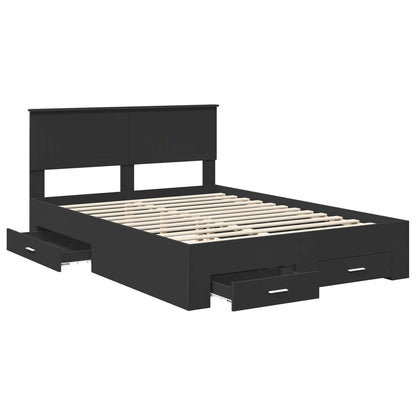 Bed Frame with Headboard Black 135 x 190 cm Engineered Wood