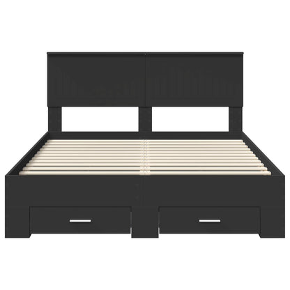 Bed Frame with Headboard Black 135 x 190 cm Engineered Wood