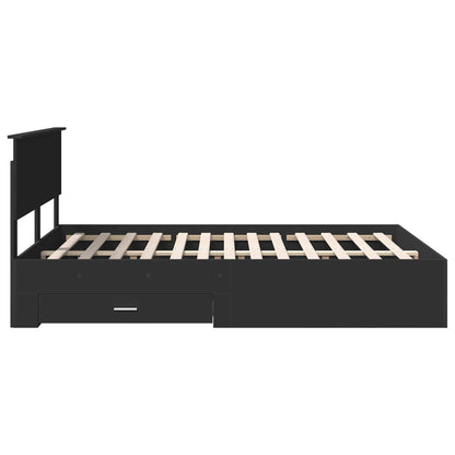 Bed Frame with Headboard Black 135 x 190 cm Engineered Wood