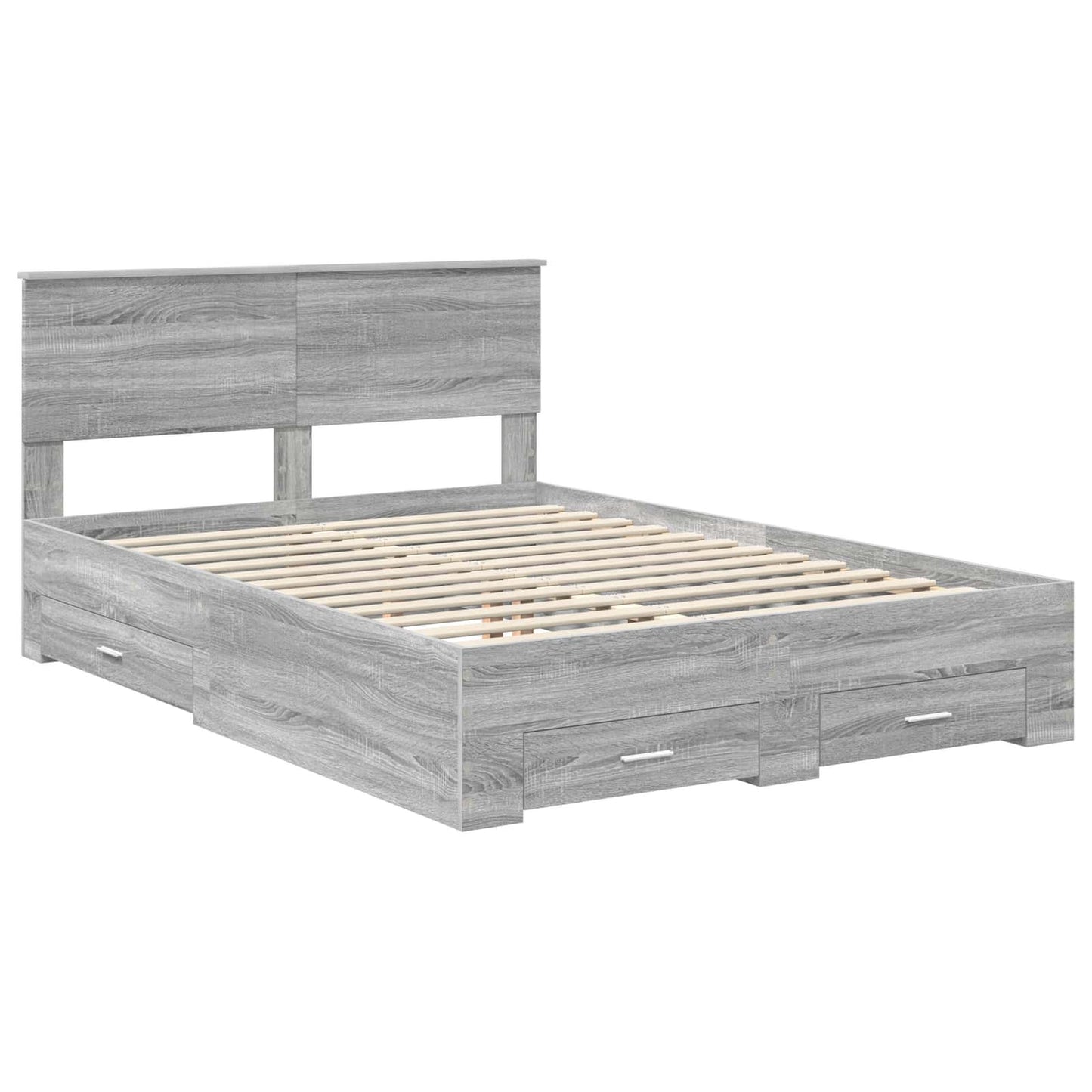 Bed Frame with Drawer Grey Sonoma 135 x 190 cm Engineered Wood
