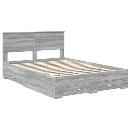 Bed Frame with Drawer Grey Sonoma 135 x 190 cm Engineered Wood
