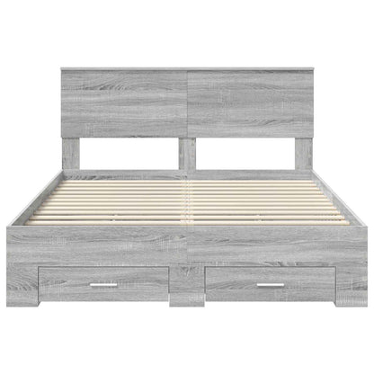 Bed Frame with Drawer Grey Sonoma 135 x 190 cm Engineered Wood
