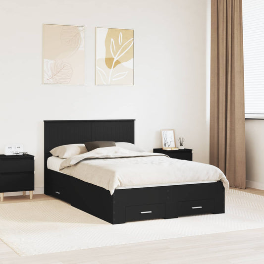 Bed Frame with Headboard Black 120 x 200 cm Engineered Wood