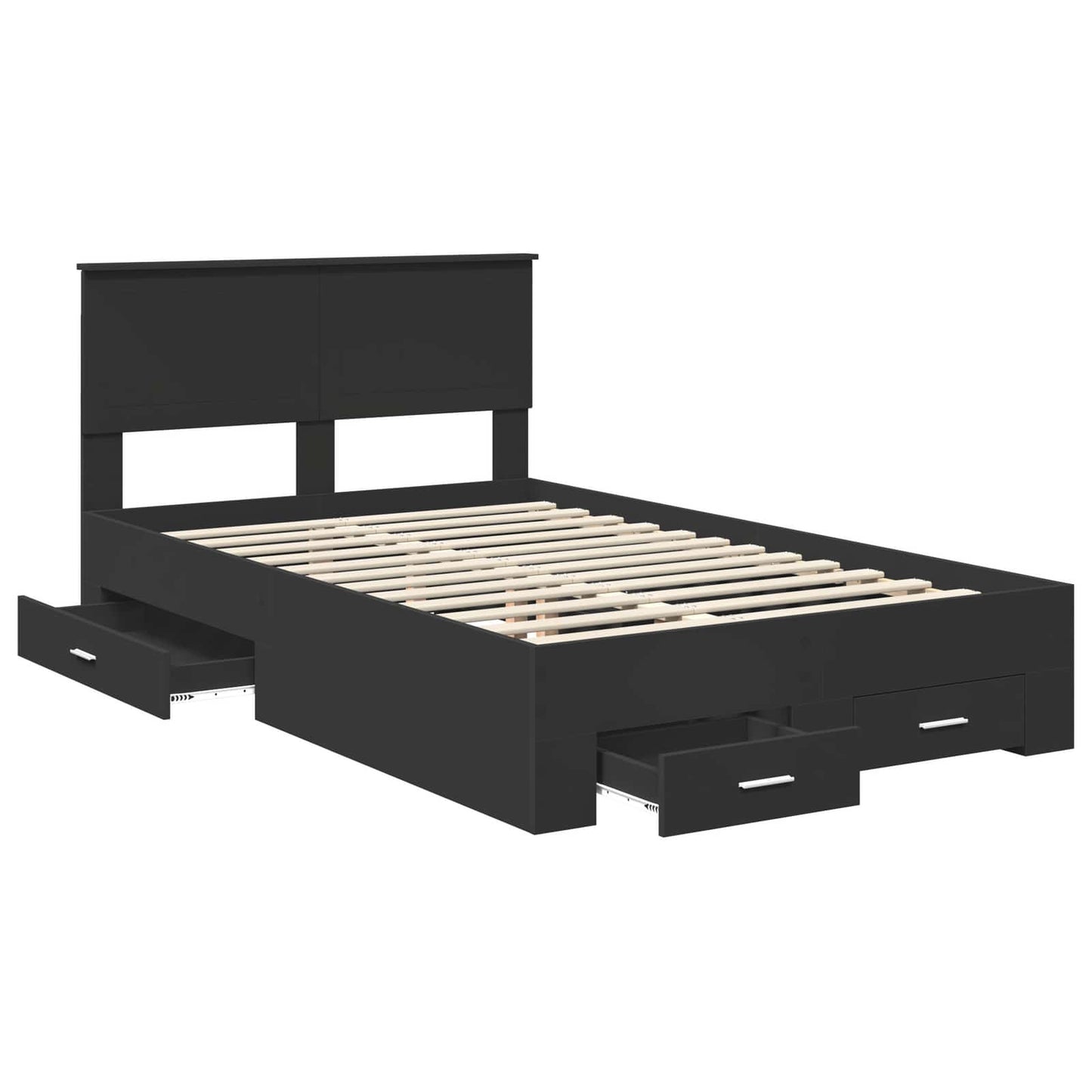 Bed Frame with Headboard Black 120 x 200 cm Engineered Wood