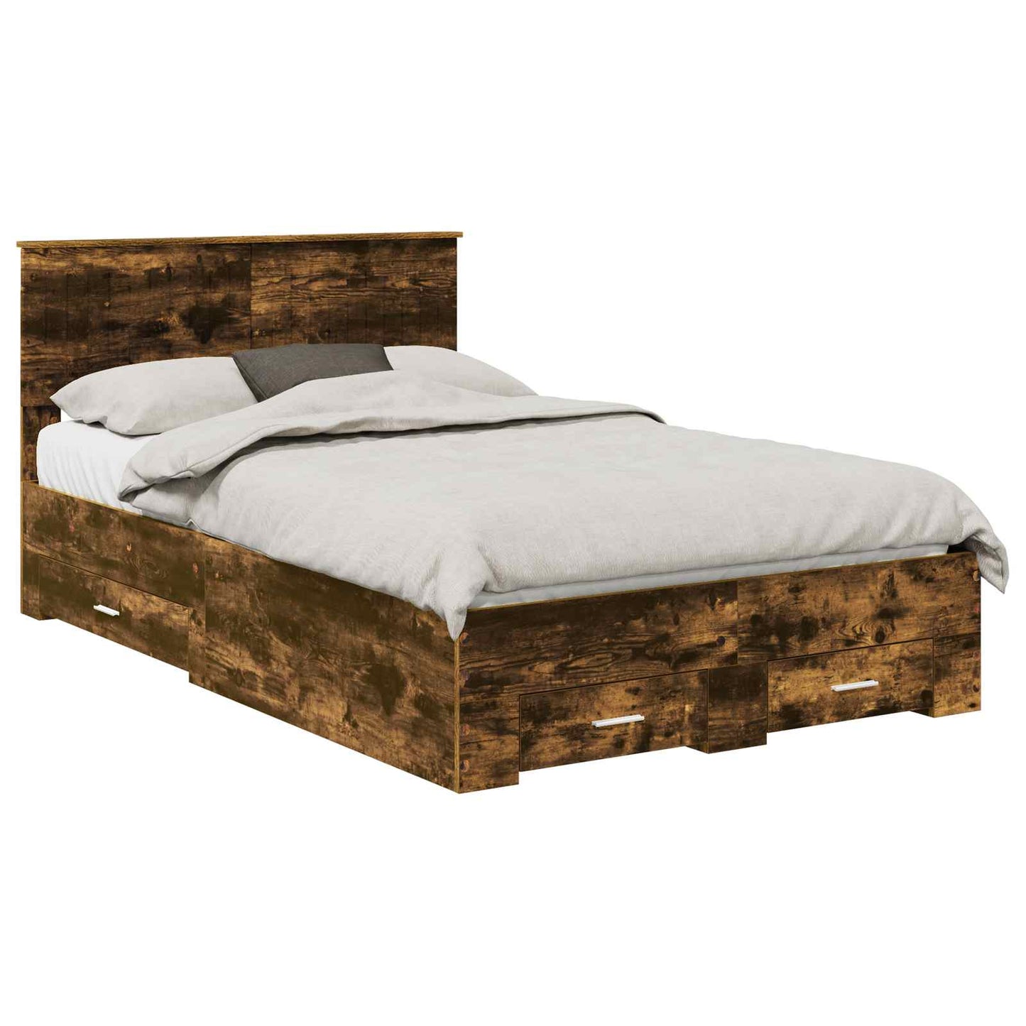 Bed Frame with Drawer Smoked Oak 120 x 200 cm Engineered Wood