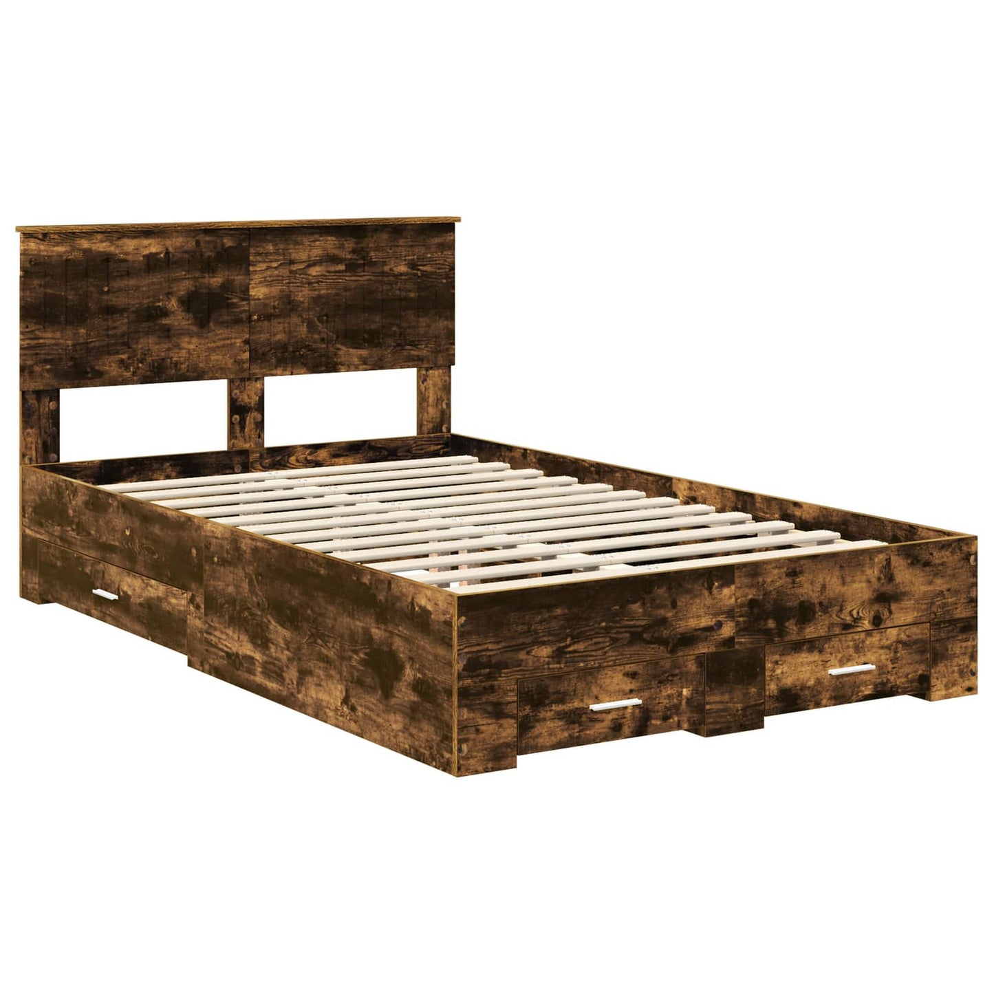 Bed Frame with Drawer Smoked Oak 120 x 200 cm Engineered Wood