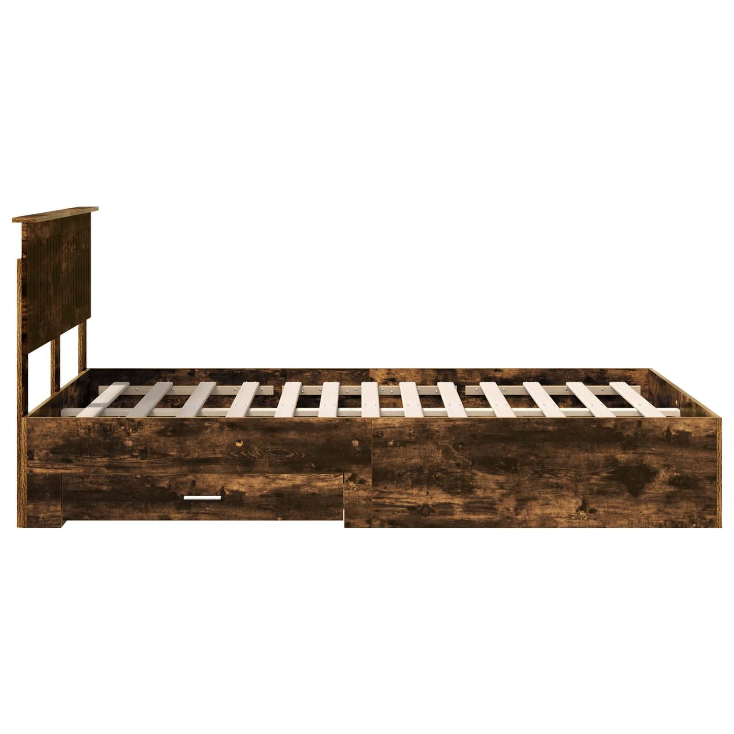 Bed Frame with Drawer Smoked Oak 120 x 200 cm Engineered Wood