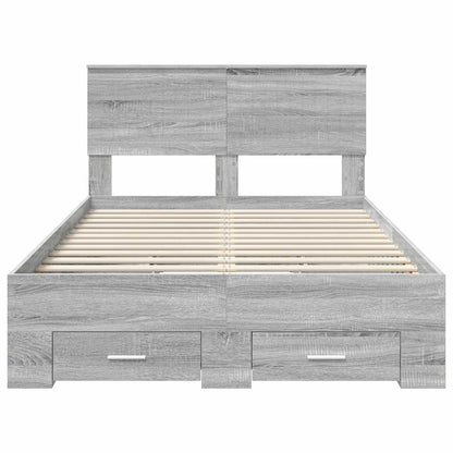 Bed Frame with Drawer Grey Sonoma 120 x 190 cm Engineered Wood