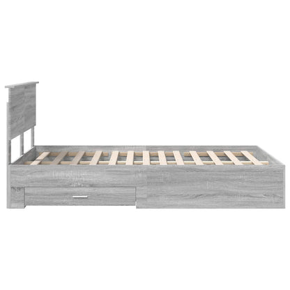 Bed Frame with Drawer Grey Sonoma 120 x 190 cm Engineered Wood