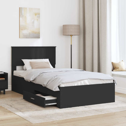 Bed Frame Black and Silver 100 x 200 cm Engineered Wood