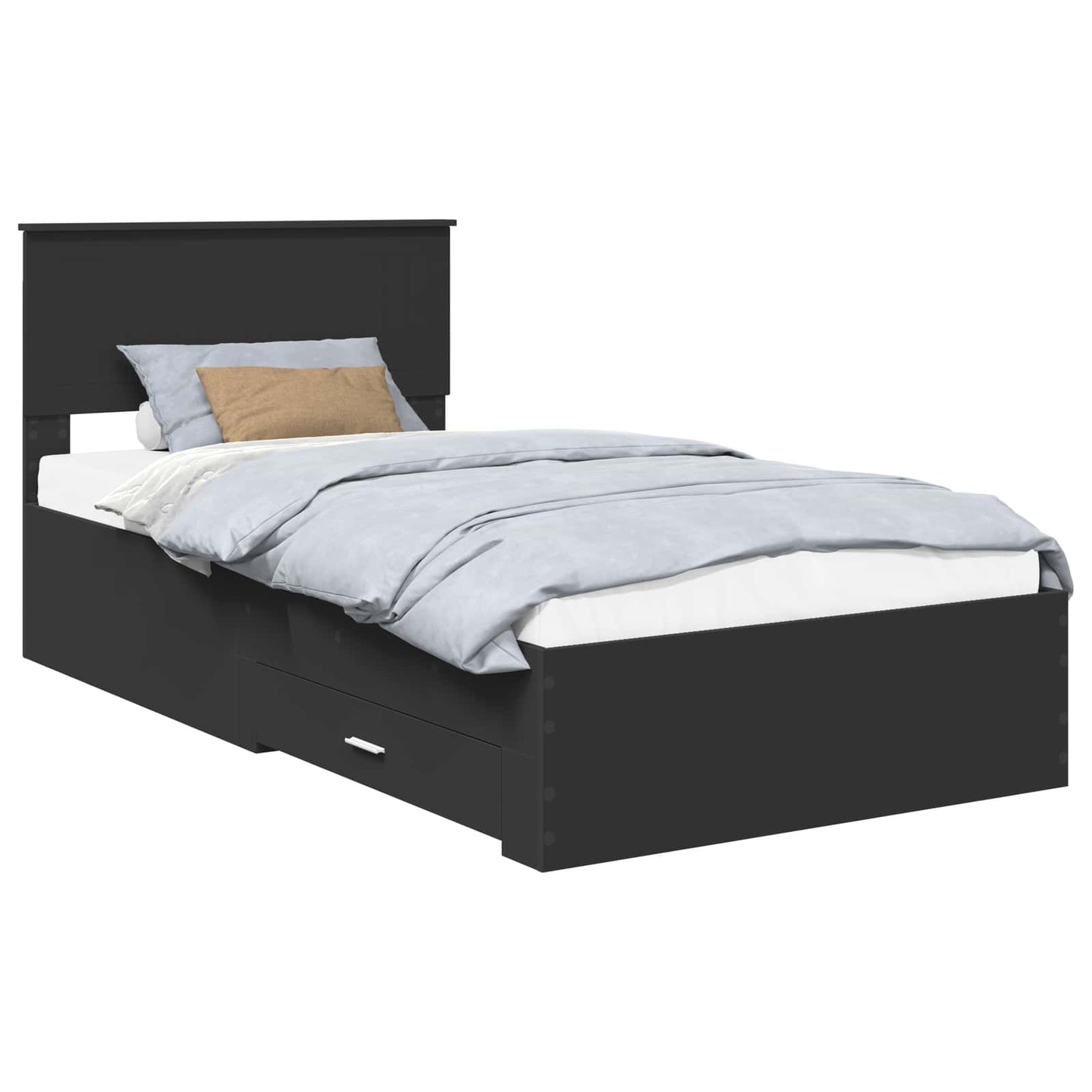 Bed Frame Black and Silver 100 x 200 cm Engineered Wood