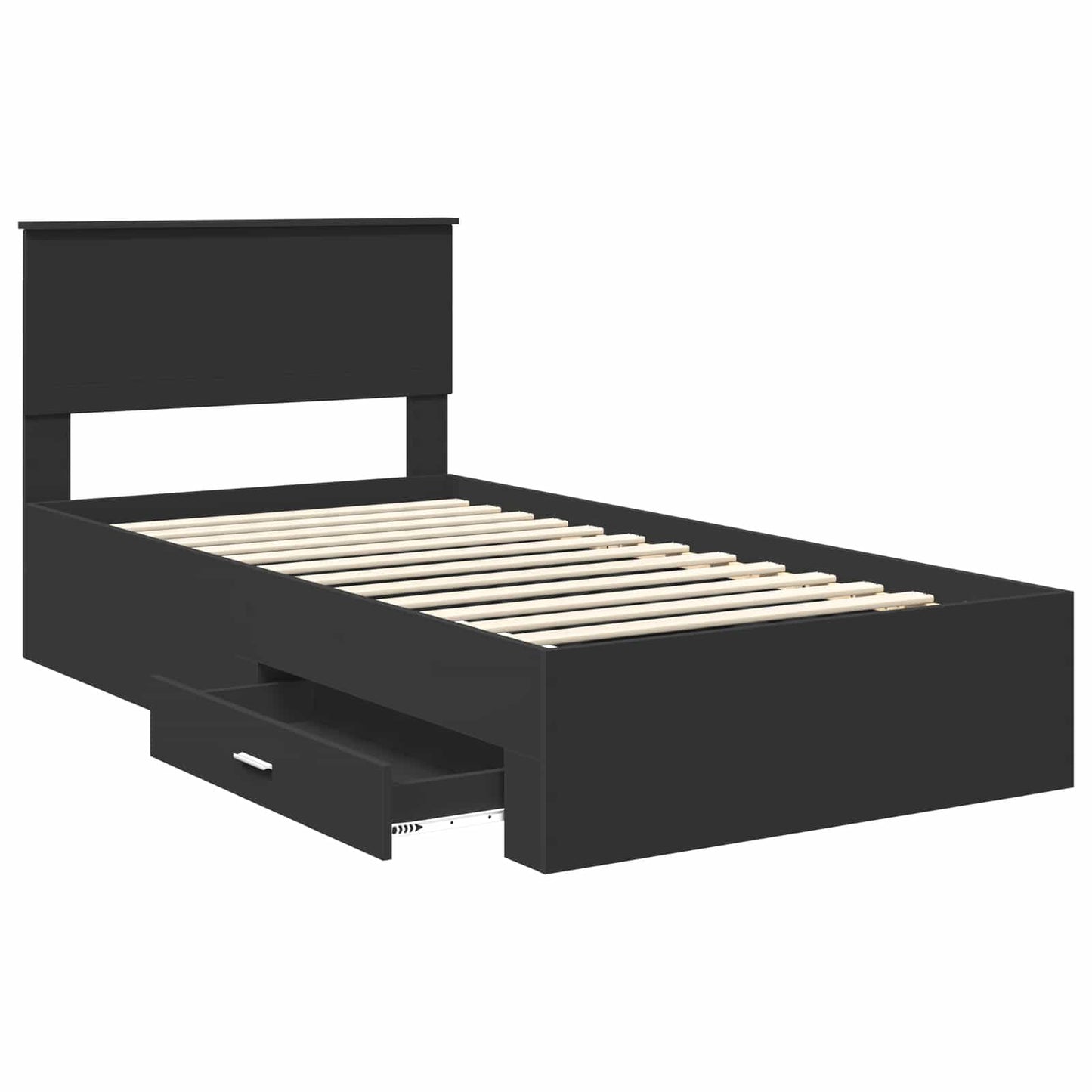 Bed Frame Black and Silver 100 x 200 cm Engineered Wood
