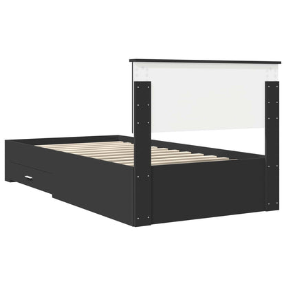 Bed Frame Black and Silver 100 x 200 cm Engineered Wood