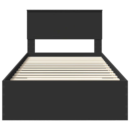 Bed Frame Black and Silver 100 x 200 cm Engineered Wood
