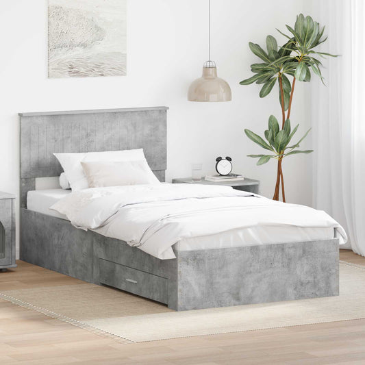 Bed Frame Concrete Grey 100 x 200 cm Engineered Wood