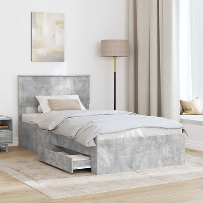 Bed Frame Concrete Grey 100 x 200 cm Engineered Wood