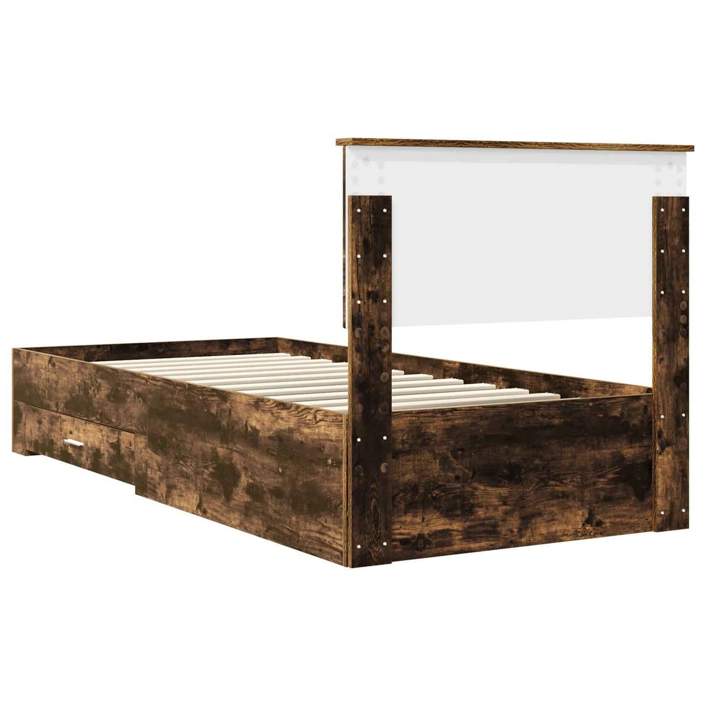 Bed Frame with Headboard Smoked Oak 90 x 200 cm Engineered Wood