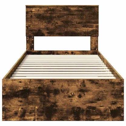 Bed Frame with Headboard Smoked Oak 90 x 200 cm Engineered Wood