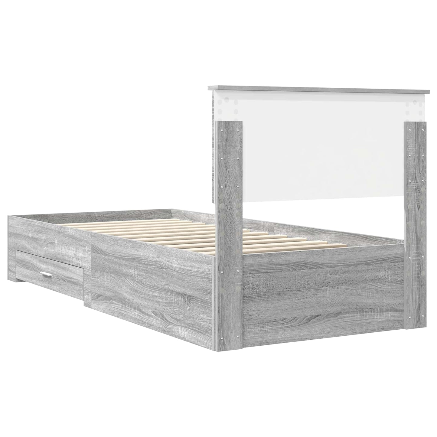 Bed Frame with Drawer Grey Sonoma 90 x 200 cm Engineered Wood