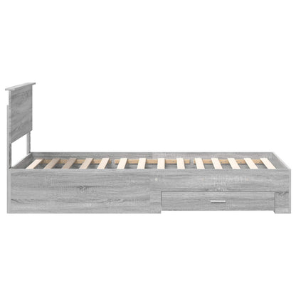 Bed Frame with Drawer Grey Sonoma 90 x 200 cm Engineered Wood
