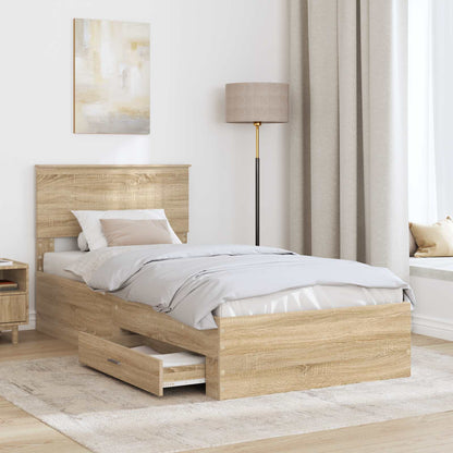 Bed Frame with Headboard Sonoma Oak 90 x 190 cm Engineered Wood
