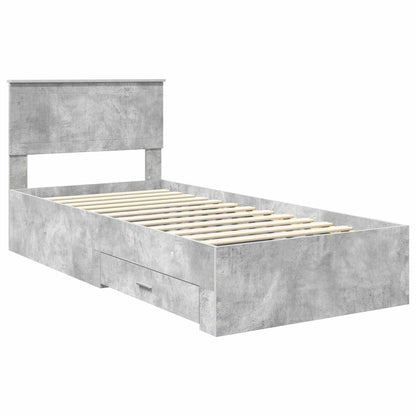 Bed Frame with Drawer Concrete Grey 90 x 190 cm Engineered Wood