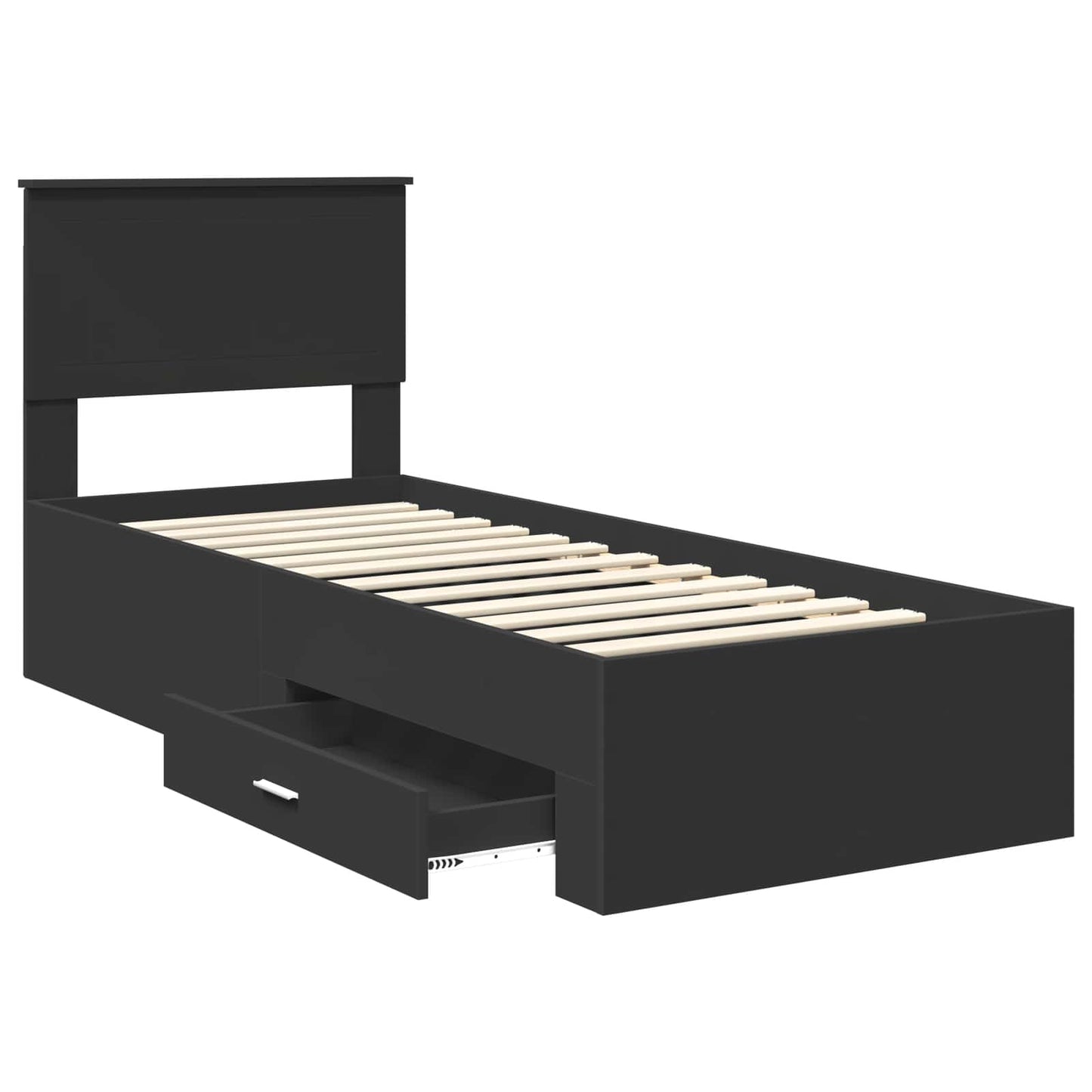 Bed Frame Black and Silver 75 x 190 cm Engineered Wood