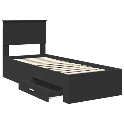 Bed Frame Black and Silver 75 x 190 cm Engineered Wood