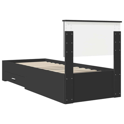 Bed Frame Black and Silver 75 x 190 cm Engineered Wood