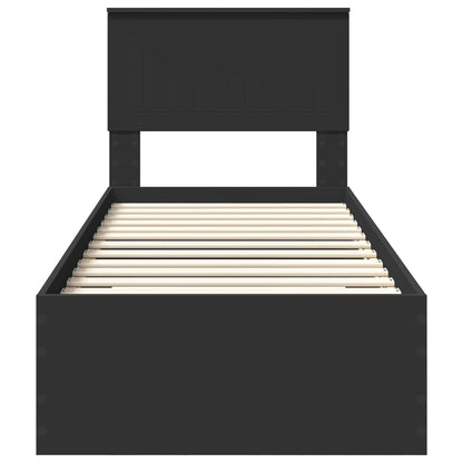 Bed Frame Black and Silver 75 x 190 cm Engineered Wood
