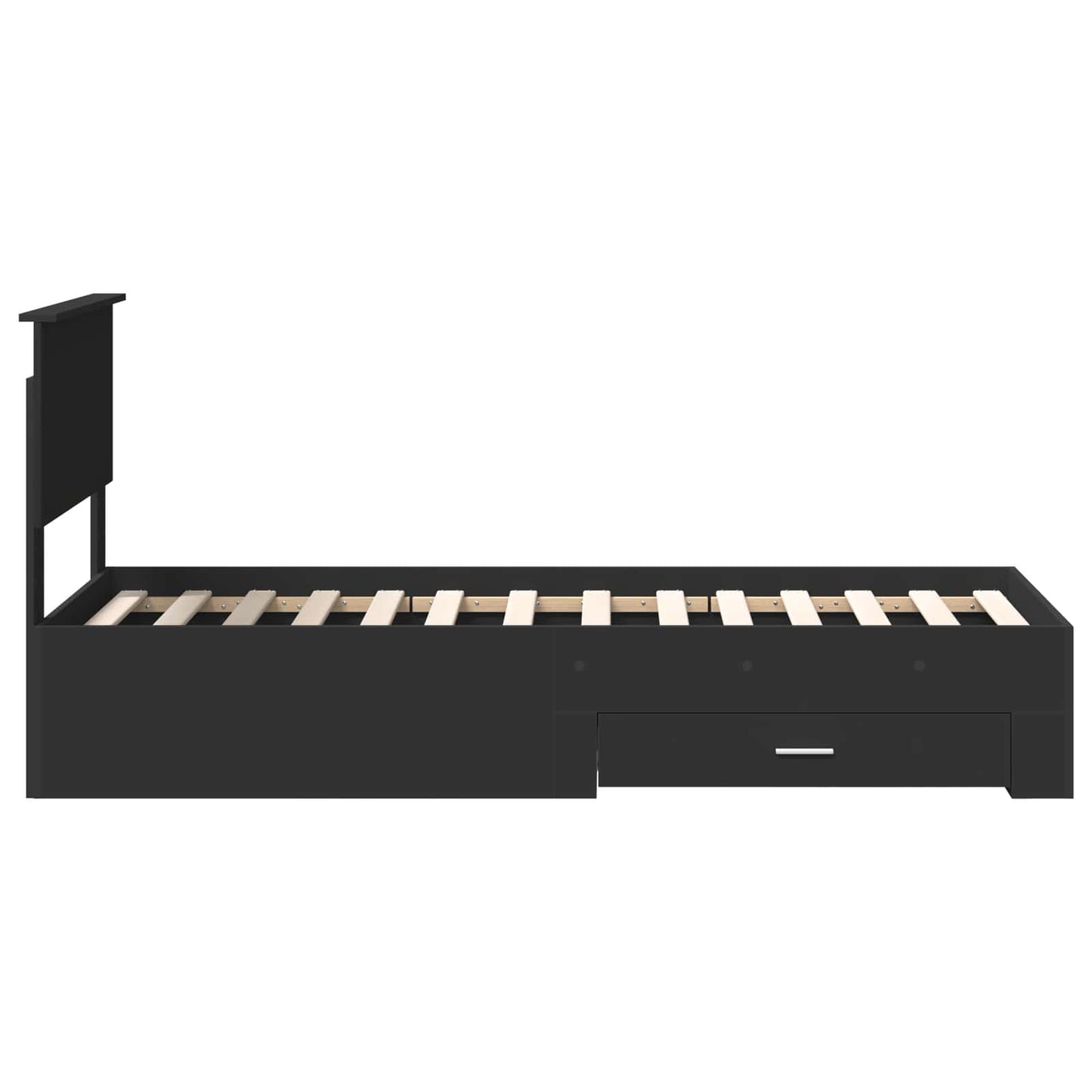 Bed Frame Black and Silver 75 x 190 cm Engineered Wood
