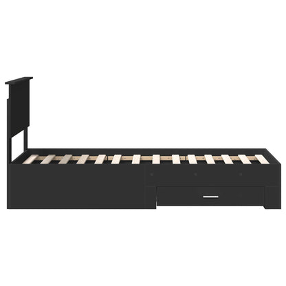 Bed Frame Black and Silver 75 x 190 cm Engineered Wood